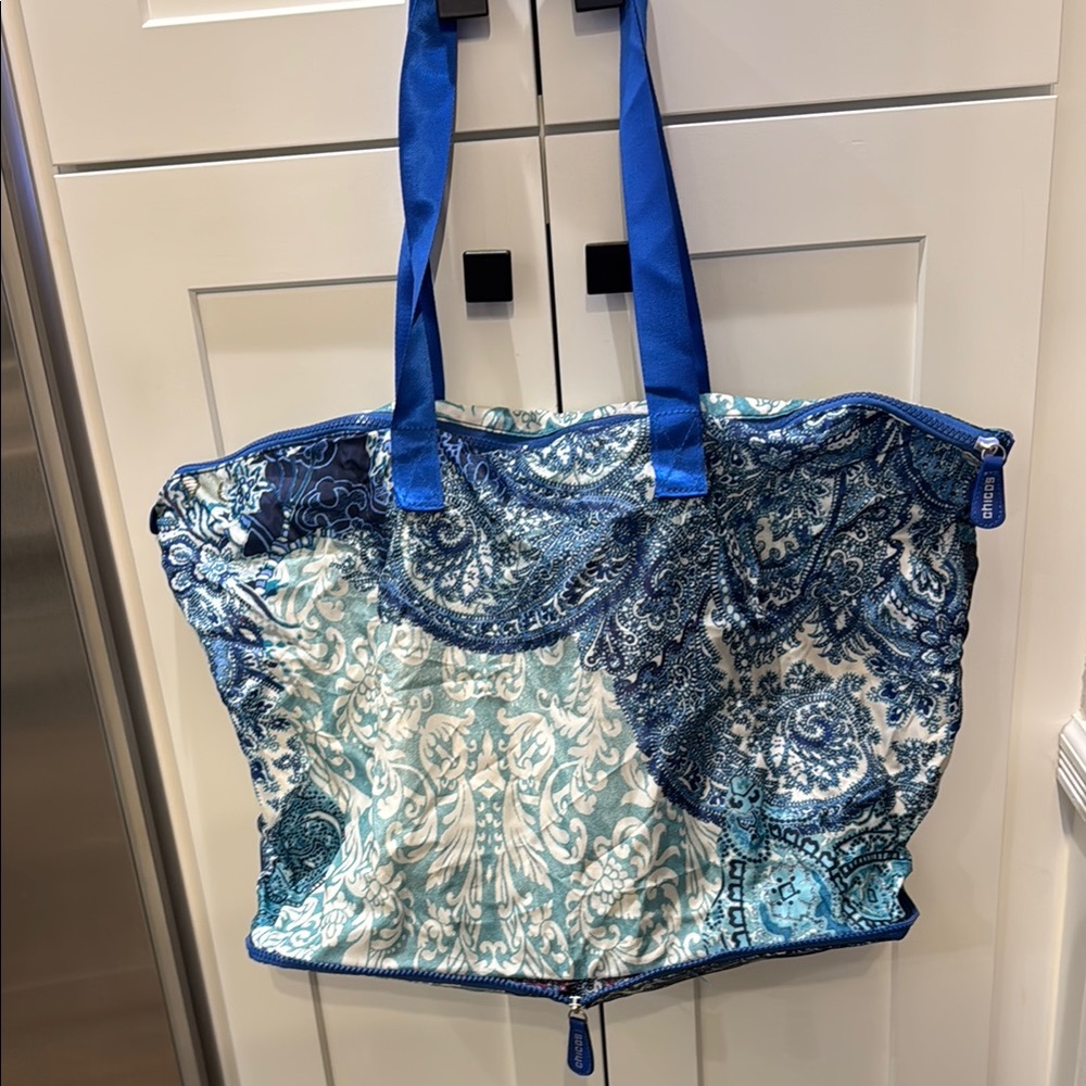Chico’s Folding Tote Blue Paisley Tote Bag